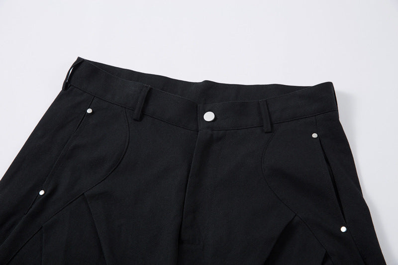 Pleated Machete Casual Pants Men's Loose-fitting Wide-leg Trousers