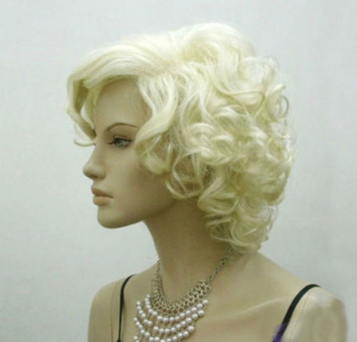 Cos  Short Paragraph Pale Gold Curly Hair Wig
