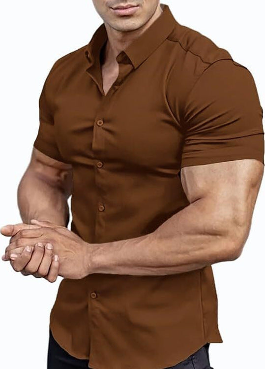 Short Sleeve Printed Shirt Men's Shirt Collar Casual