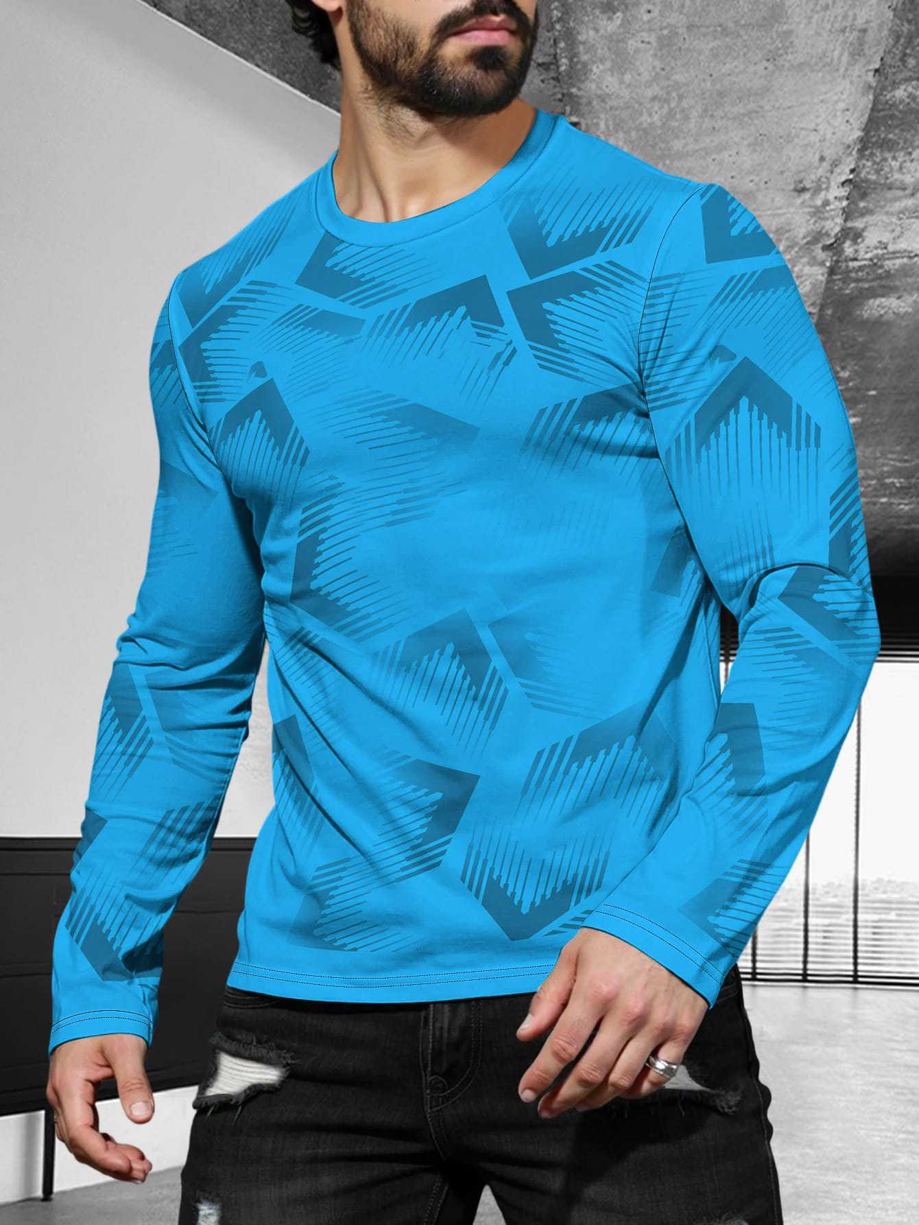 Men's Long Sleeve Simple Trendy Round Neck