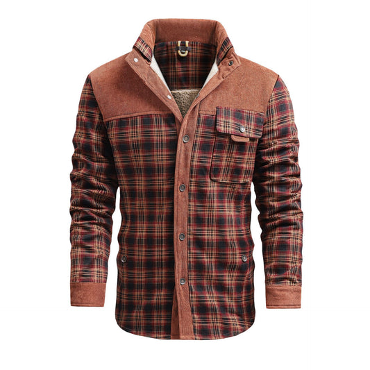 Men's Thermal Plaid Jacket Long-sleeved
