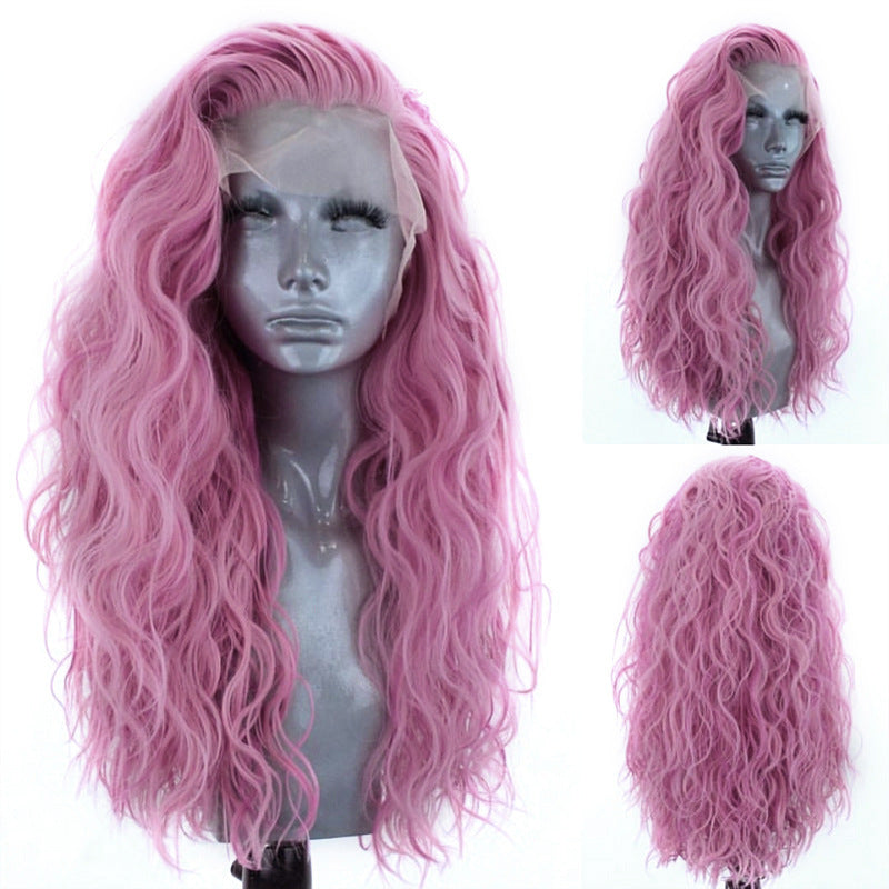 Hand Hook Front Lace Micro-volume Big Wave Chemical Fiber High Temperature Silk Full Lace Wig Female