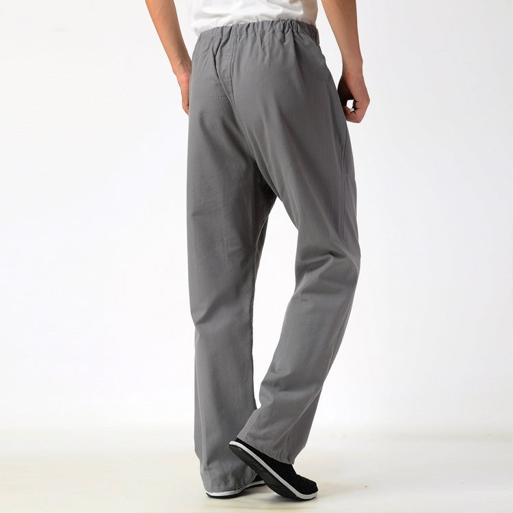 Men's Solid Color Pure Cotton Coarse Fabric Casual Pants