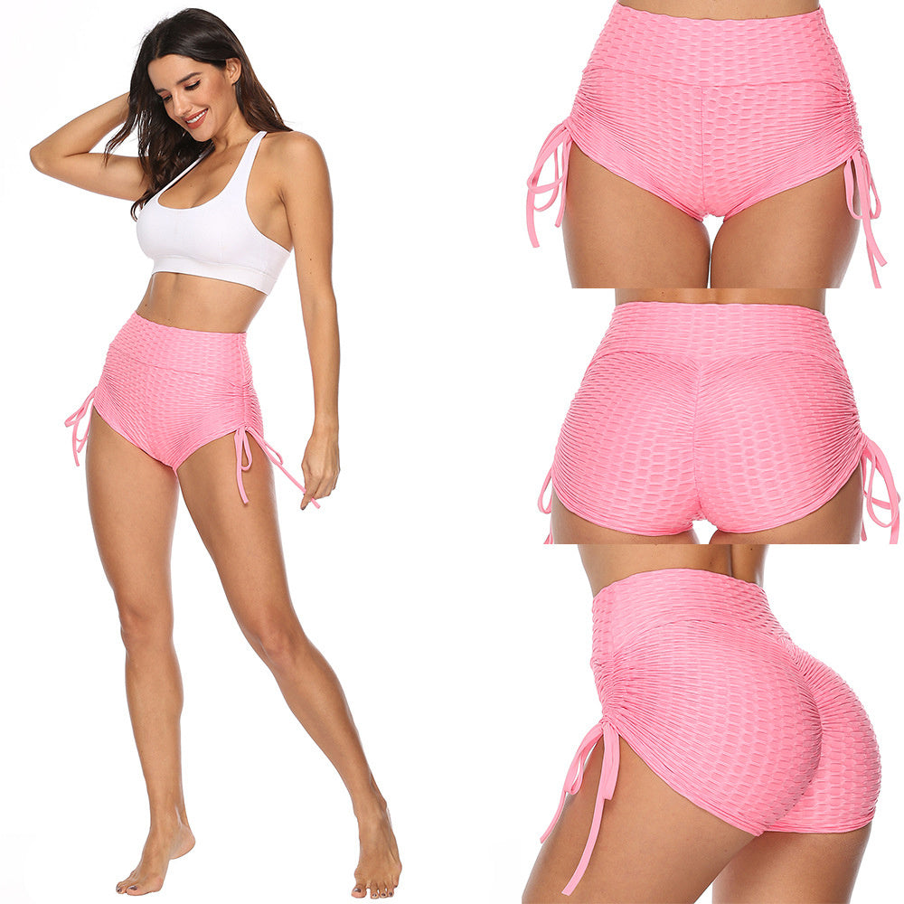 Bubble shorts bow summer jacquard casual yoga pants