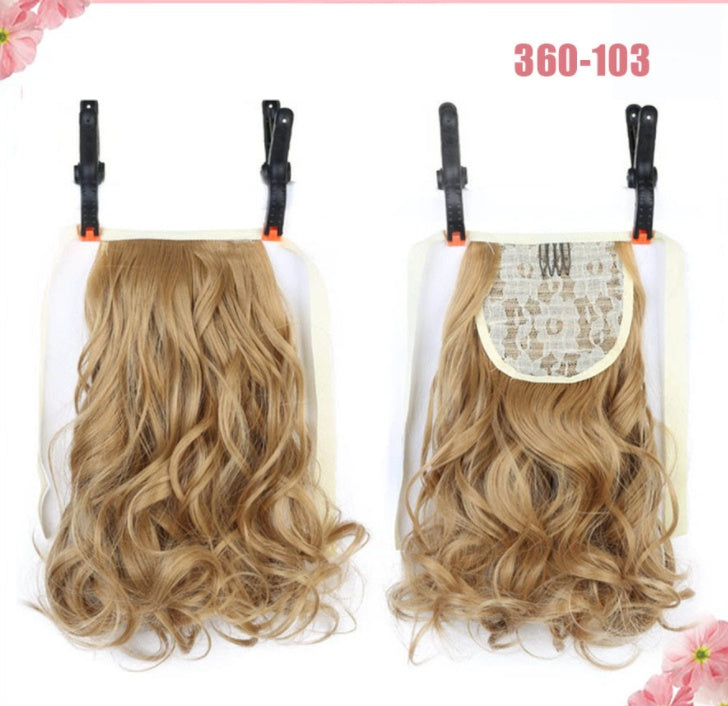 Lace Up Pear Flower Roll Big Wave Medium Length Short Ponytail