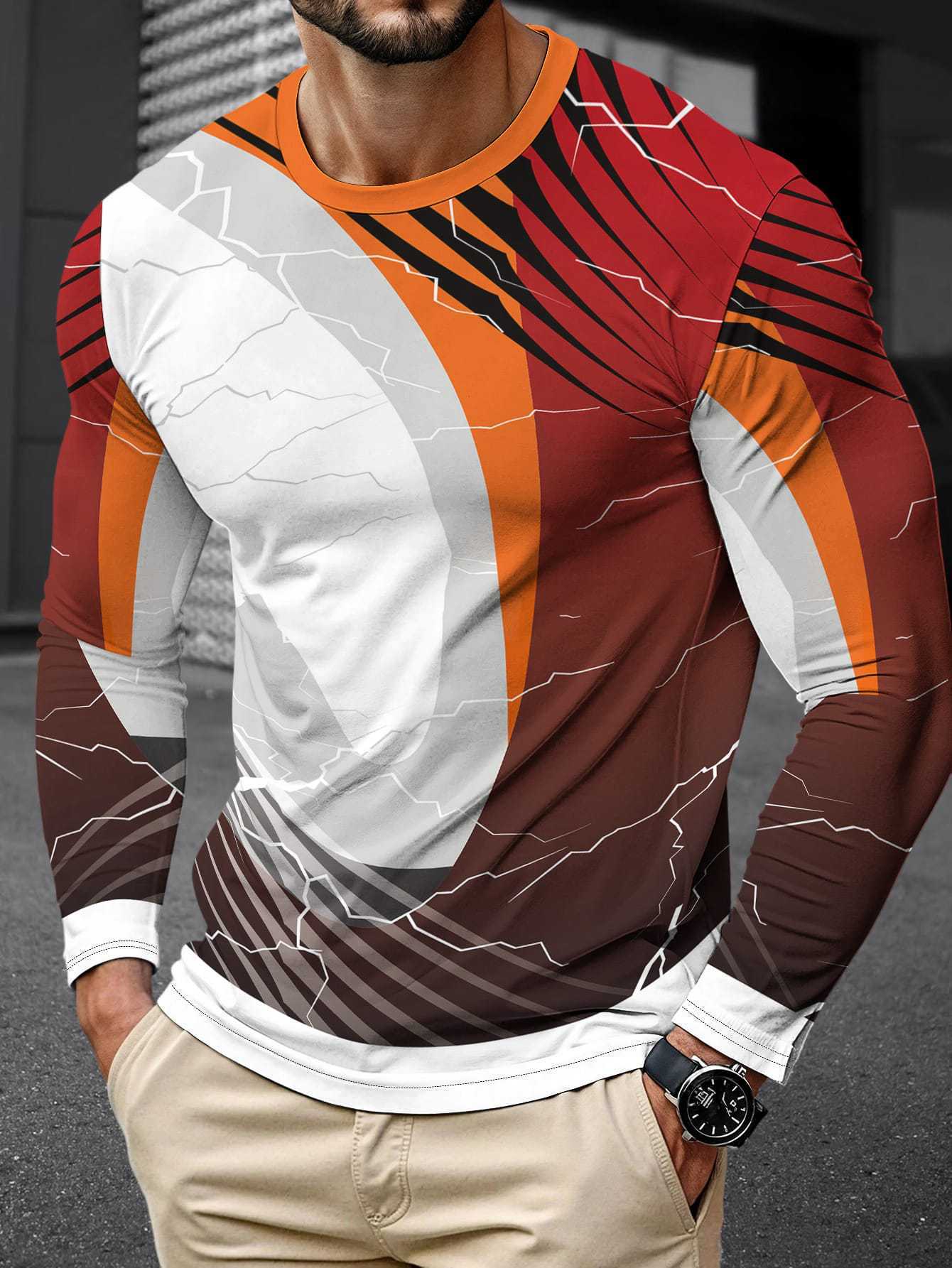 Men's Long Sleeve Simple Trendy Round Neck