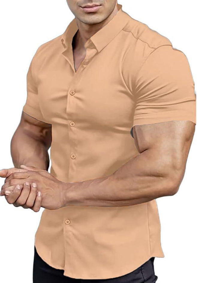 Short Sleeve Printed Shirt Men's Shirt Collar Casual