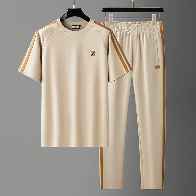 Men's Ice Silk Style Ironing-free Sweat-absorbent Breathable Short Sleeve Suit