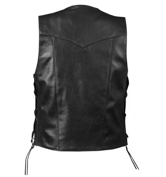 Men's Clothing Leather Waistcoat V-neck Single Breasted