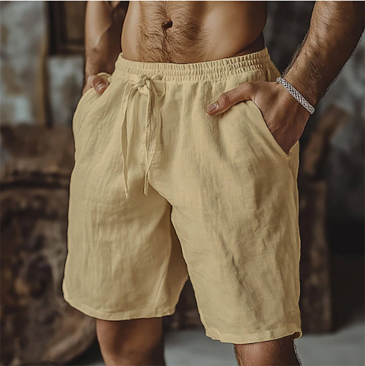 Men's Fashion Solid Color Casual Beach Shorts