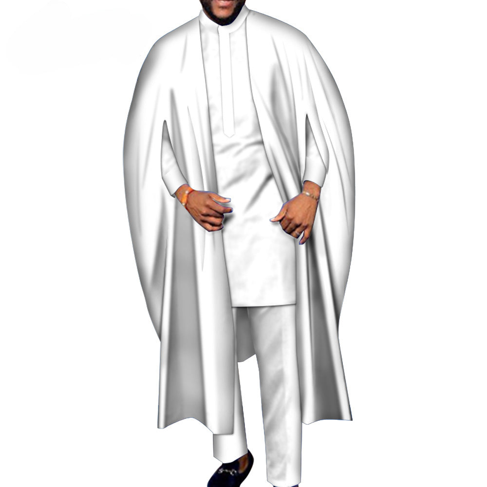 Men's Robe T-shirt And Pants Three-piece Suit