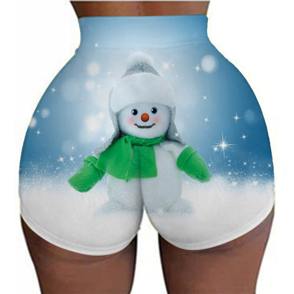 Women's Christmas sports legging shorts hip-lifting yoga pants plus size