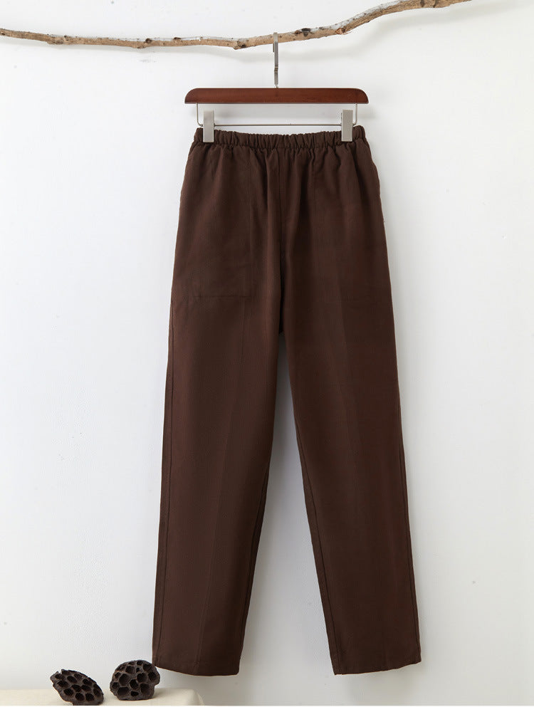 Men's Solid Color Pure Cotton Coarse Fabric Casual Pants