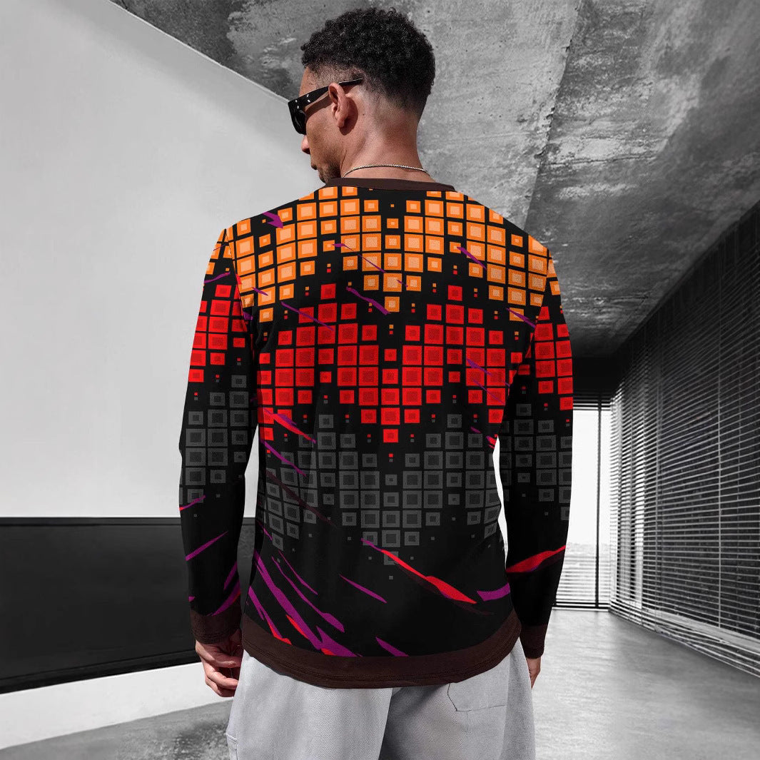 Men's Long Sleeve Simple Trendy Round Neck