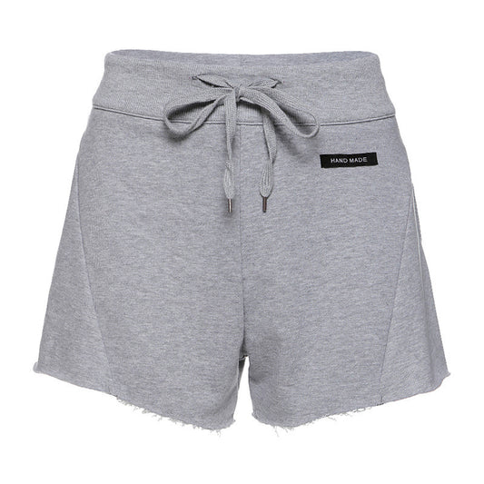 Solid color high waist tied wide loose casual Baita shorts