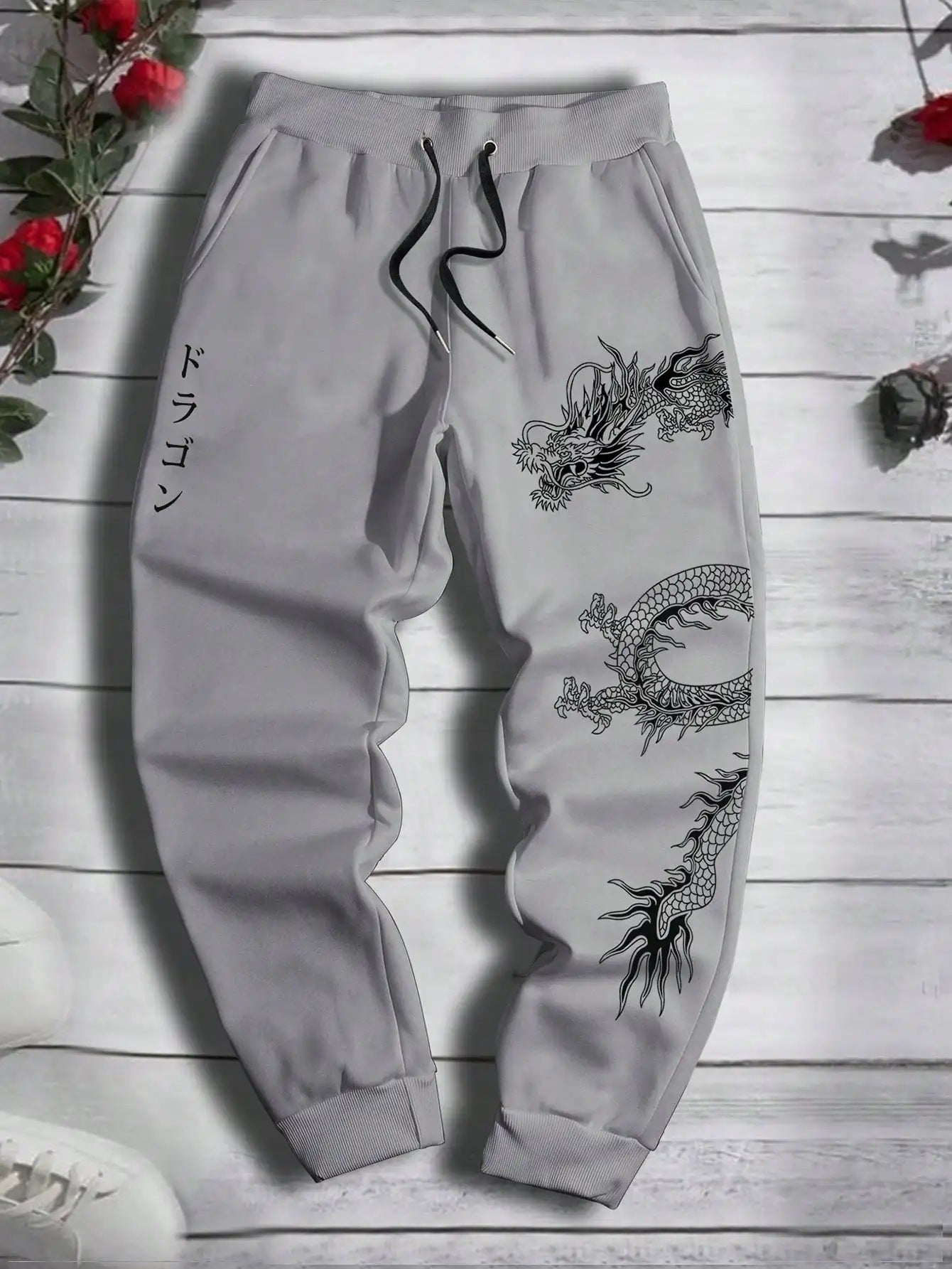 Dark Printed Loose Men's And Women's Lace-up Sweatpants