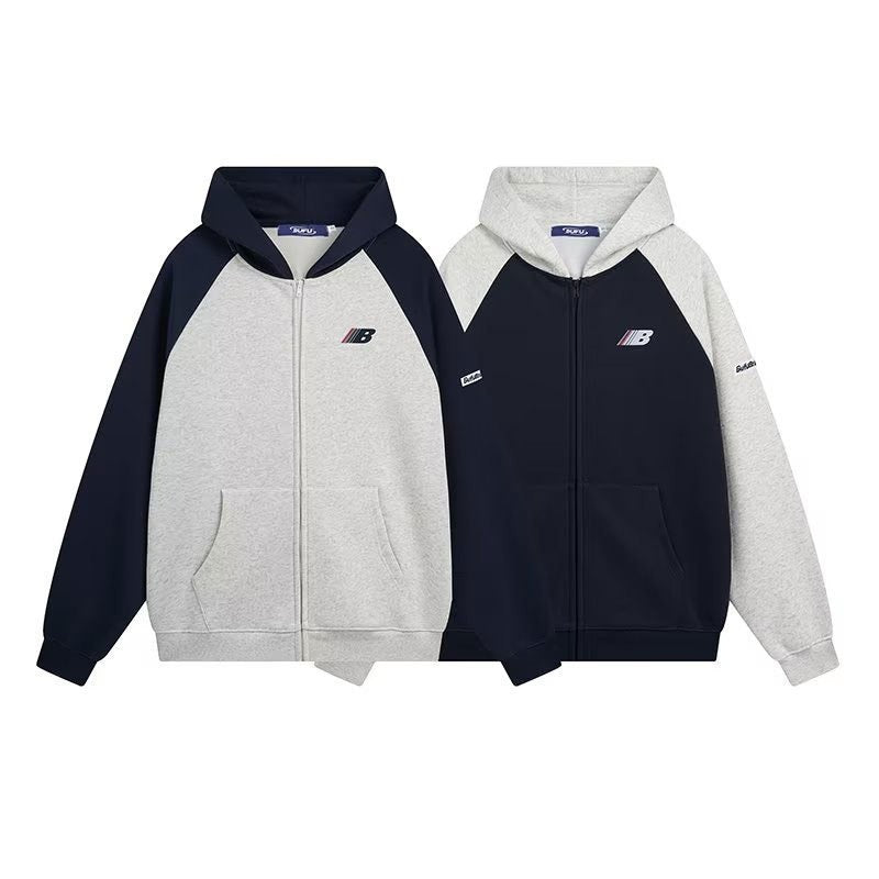 Retro Raglan Cardigan Hoodie Men's Autumn And Winter New