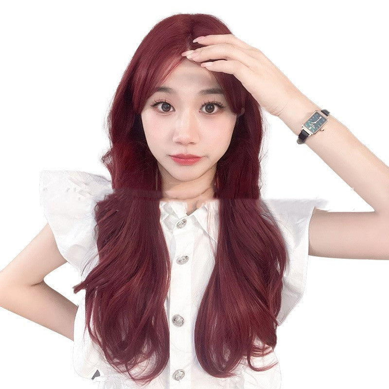 Linen Front Lace Wig Women's Fashion Natural Long Curly Hair