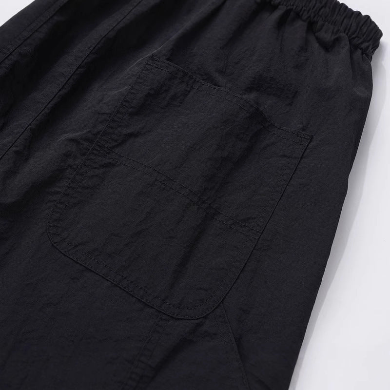 European And American High Street Three-dimensional Cutting Elastic Waist Tooling Paratrooper Pants