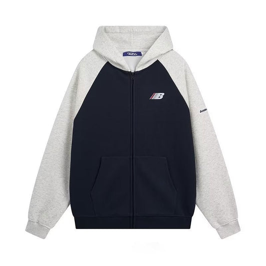 Retro Raglan Cardigan Hoodie Men's Autumn And Winter New