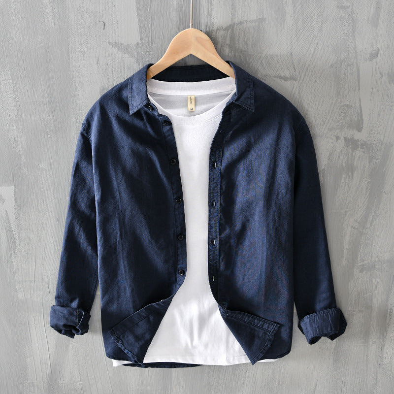 Men's Thin Cotton And Linen Casual Long-sleeved Shirt