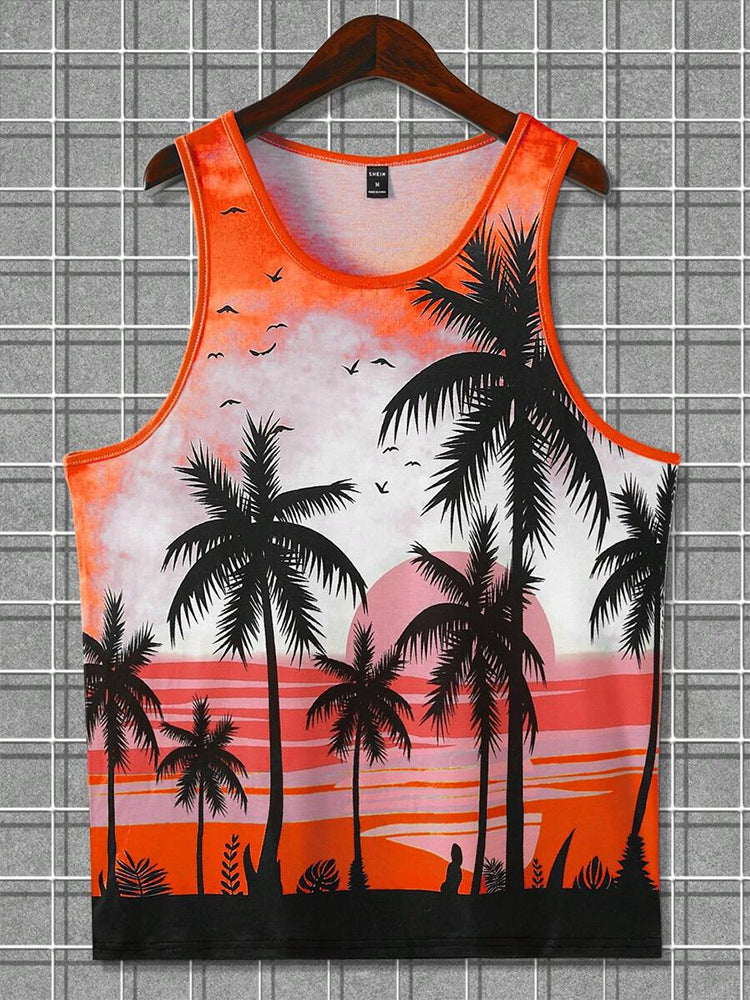 3D Printed Men's Sleeveless Vest T-shirt Hawaiian Style