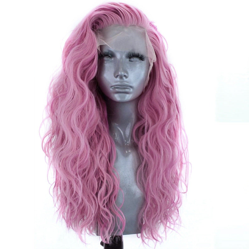 Hand Hook Front Lace Micro-volume Big Wave Chemical Fiber High Temperature Silk Full Lace Wig Female