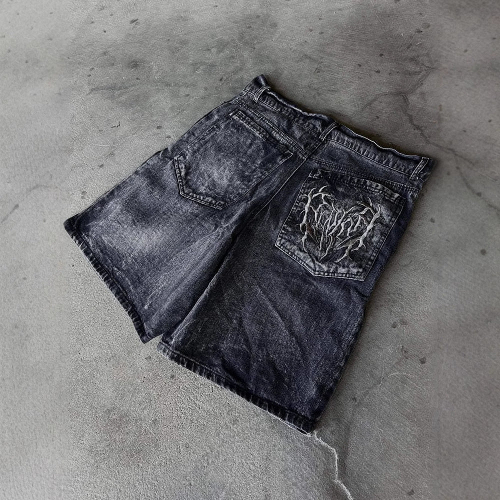 European And American Retro Gothic Denim Shorts Summer