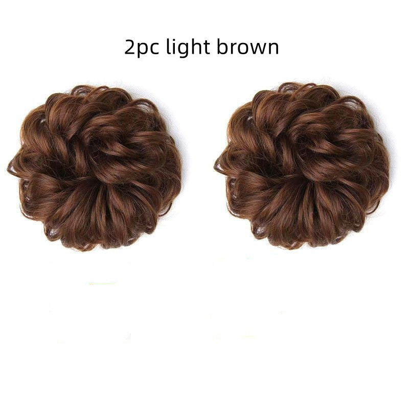 Head Flower Hair Bag Wig Hair Ring Female Curly Hair Natural Flower Bud Head Hair Style Rubber Band Hair Fluffy Imitation