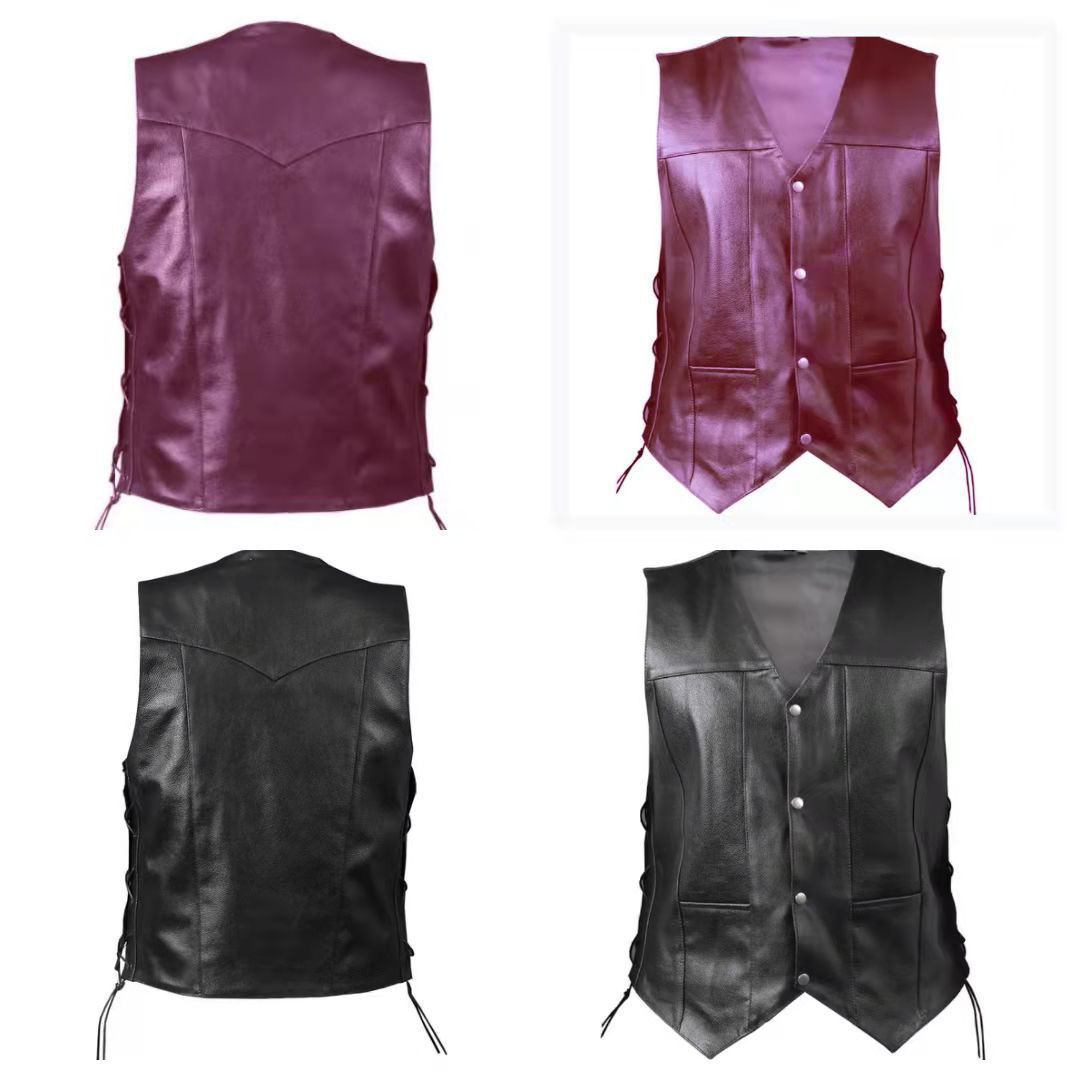 Men's Clothing Leather Waistcoat V-neck Single Breasted