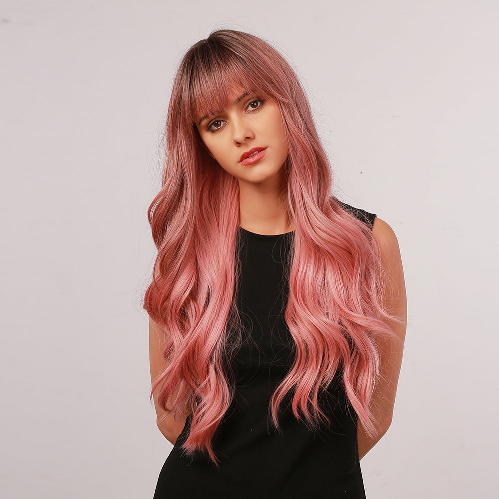 European And American Headgear Waist Long Curly Gradient Big Wave