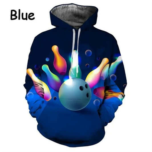 Bowling Series 3D Printed Men's Casual Hooded Sweater