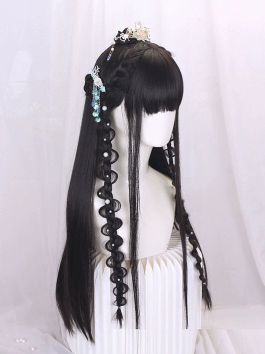 Hanfu Wig One-piece Cos Ancient Costume Style All-match Whole Top Full-head Wig