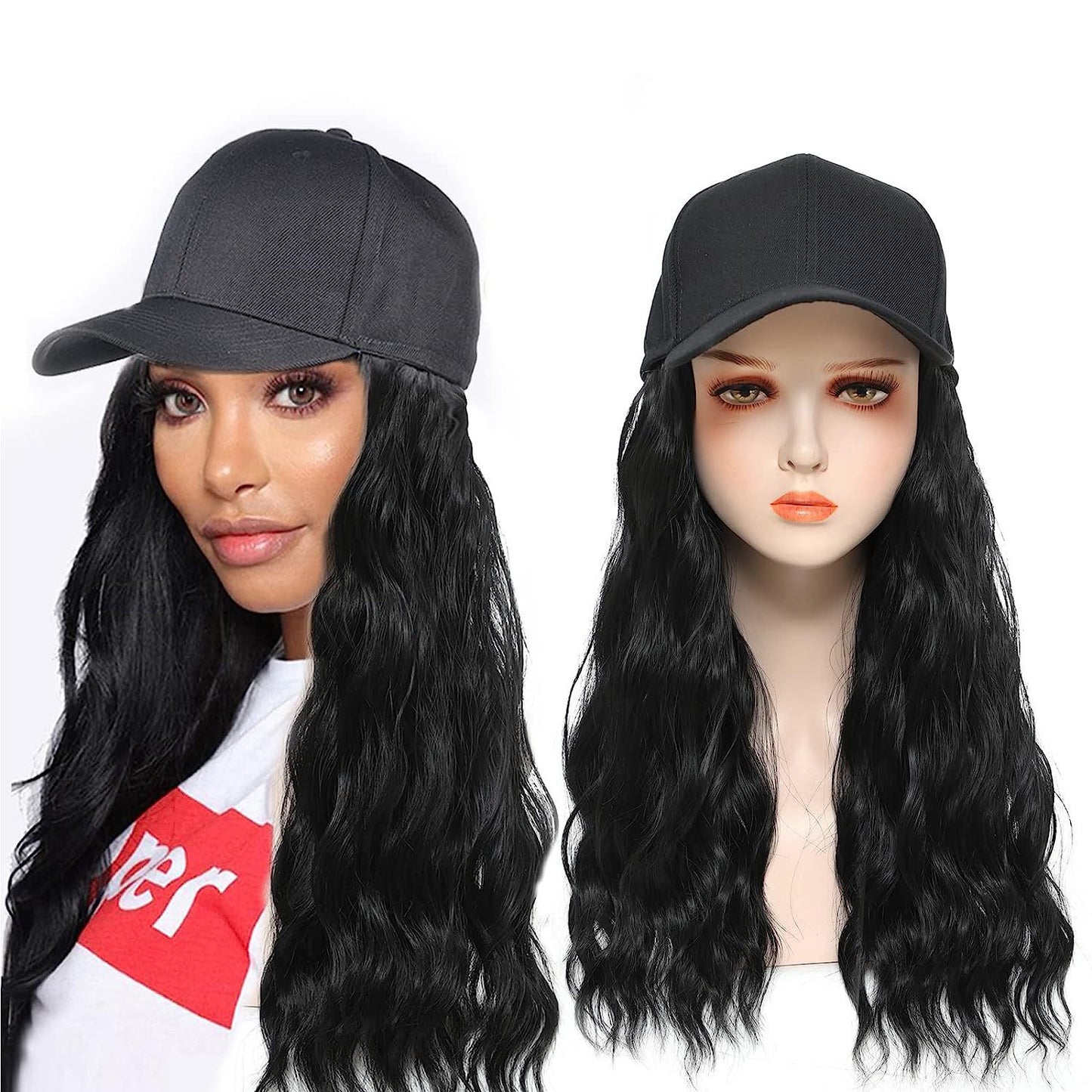 Hat One-piece Women's Big Wave Long-rolled Chemical Fiber Wig
