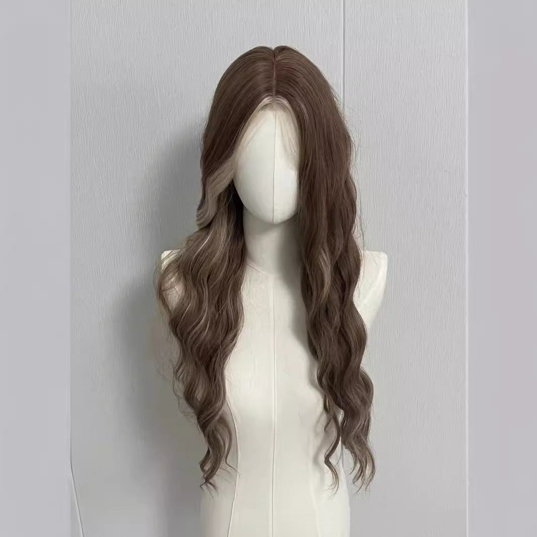 Lace Gray Gold Dyed Long Curly Wig
