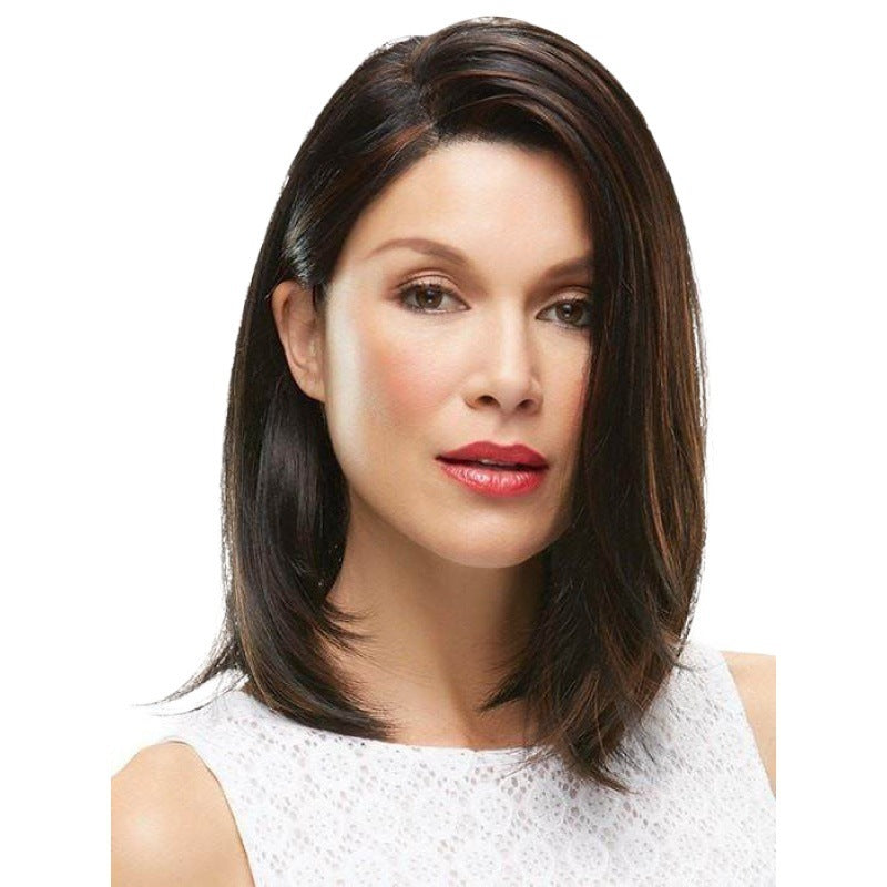 Short Straight Hair Brown And Black Intercolor Headgear