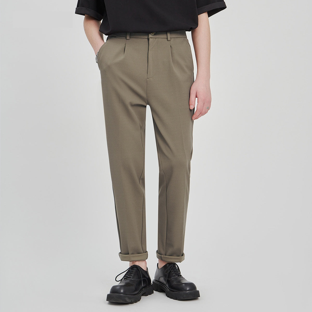 Men's Business Slim-fitting Ankle Length Trousers Anti-wrinkle Straight