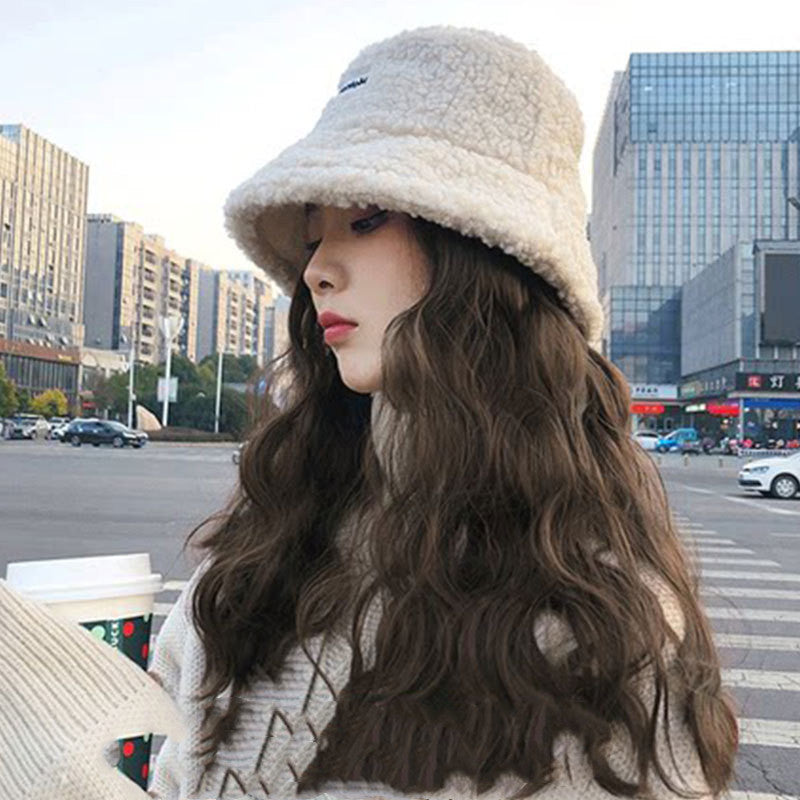 Wig Autumn Winter Lamb Plush Fisherman's Hat