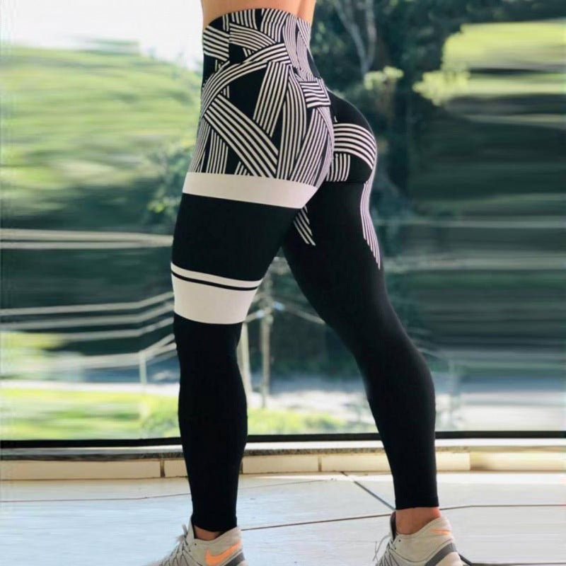 Multi-color Printed Women's Tight High Waist Trousers