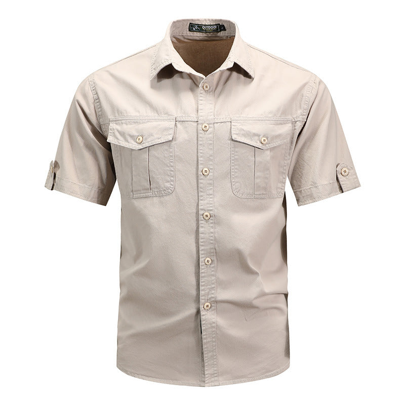 Workwear Short Sleeve Cotton Work Clothes Shirt Outdoor Loose Men's Shirt