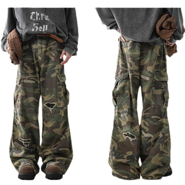 Men's American Casual Loose Hole Camouflage Pants