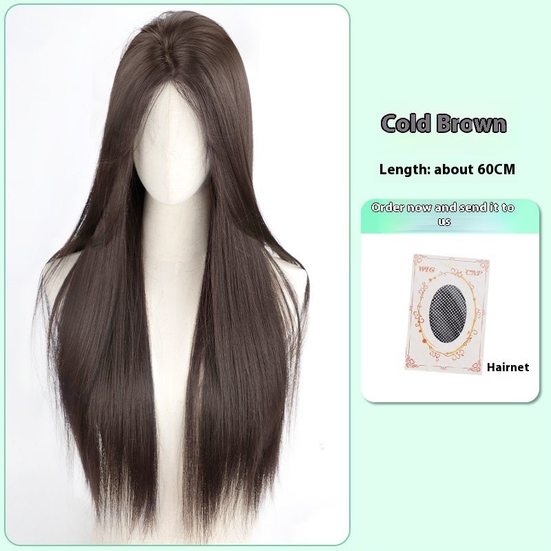 Female Full-head Wig Forehead Lace Seamless Fluffy Wig
