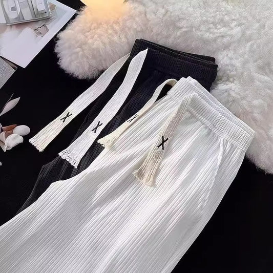 Ice Silk Thread Men's All-match Loose Straight Casual Pants