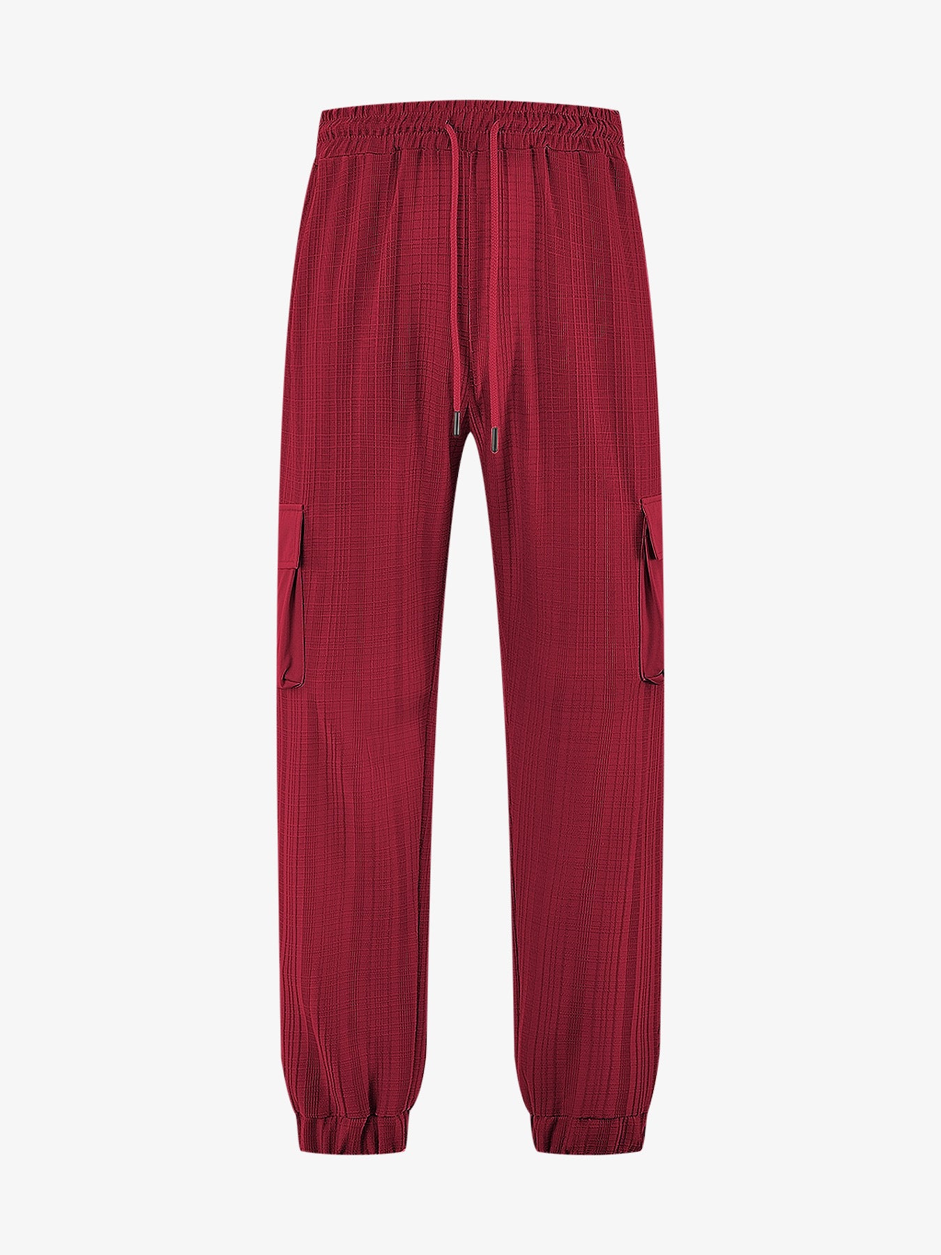 Loose Breathable Micro Elastic Lace-up Imitation Linen Plaid Men's Casual Pants Overalls