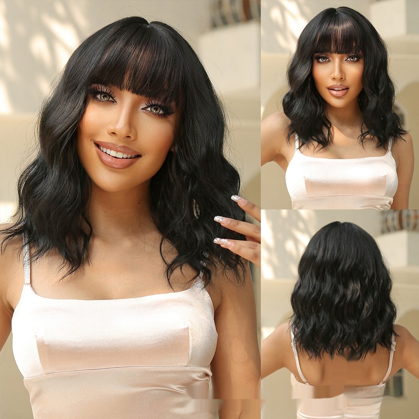 European And American Style Wig White Gold Color Short Curly Hair