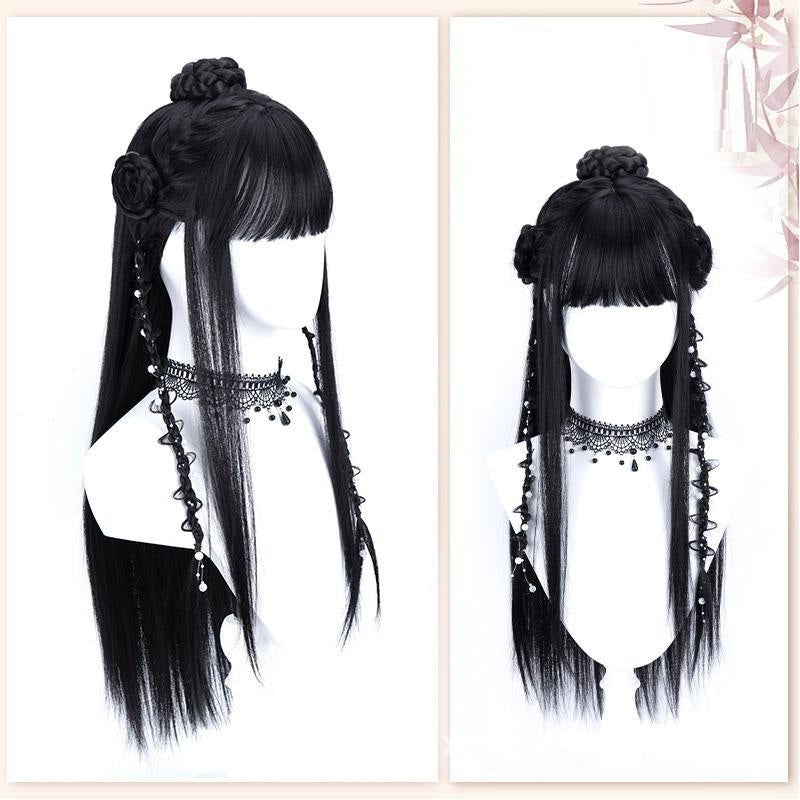 Hanfu Wig One-piece Cos Ancient Costume Style All-match Whole Top Full-head Wig