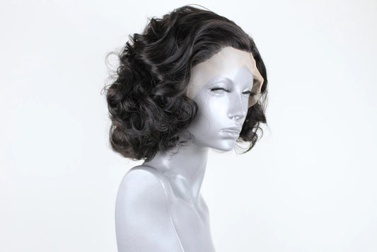 Black Fluffy Big Wave Long Rolled Chemical Fiber Wig