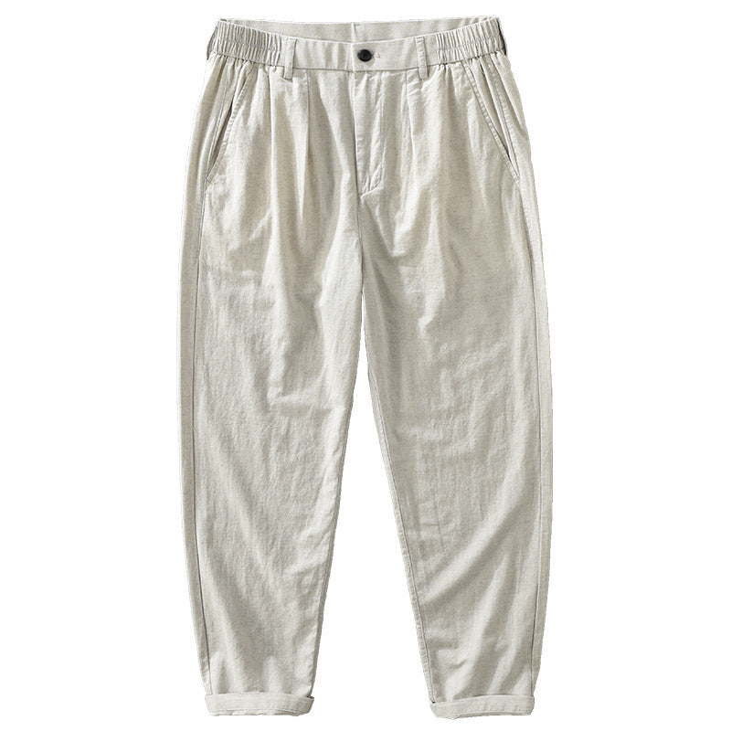 Men's Loose Simple Retro Literary Straight Cotton Linen Pants