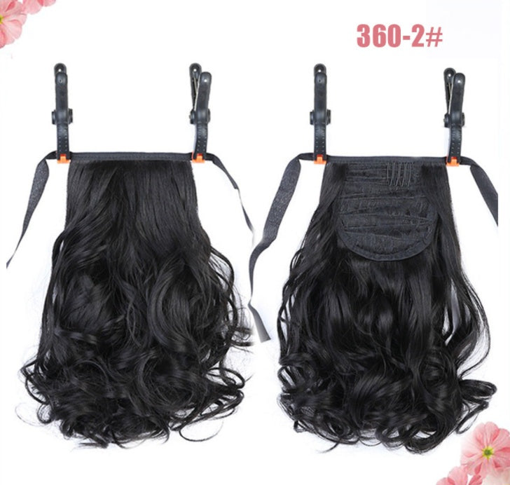 Lace Up Pear Flower Roll Big Wave Medium Length Short Ponytail
