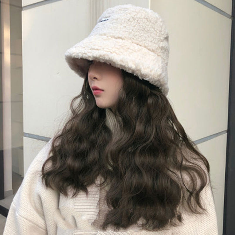 Wig Autumn Winter Lamb Plush Fisherman's Hat